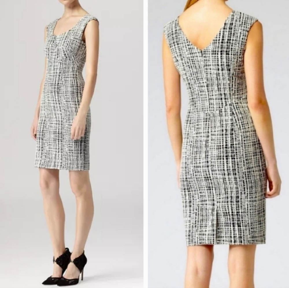REISS Garbo Print Sculptural Sheath Dress